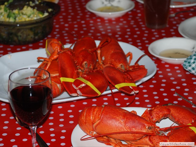 July 26: fresh lobster, boiled in sea water, for dinner at the cottage.