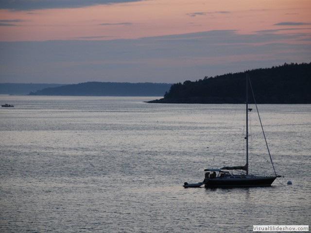 July 31:  Boaters out at 5 am, even before the sun.  Today, we will shuttle over an hour to Deer Isle for a bicycling tour of the island.  