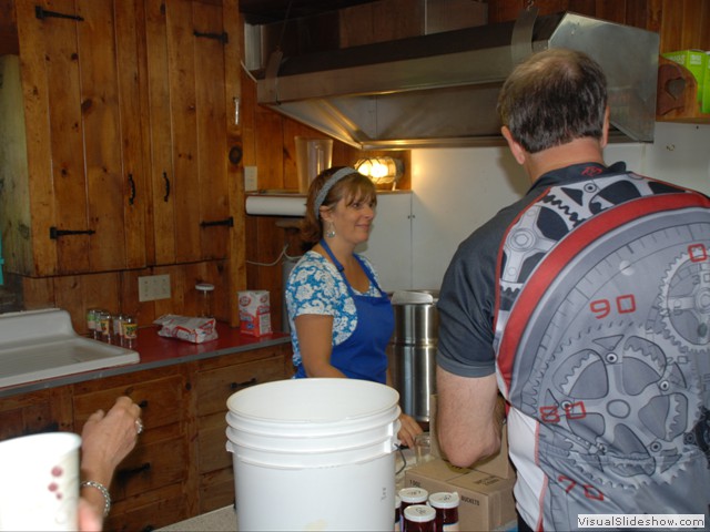 July 31: Jams are produced in a small cottage by two part-time employees. Here you can see the kettle in the background.