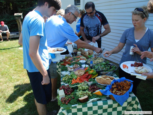 July 31: After our tour it was time for a famous Backroads picnic lunch.  The selection includes smoked salmon, fruits and vegetables, hummus, chips, and salads.  Yum!