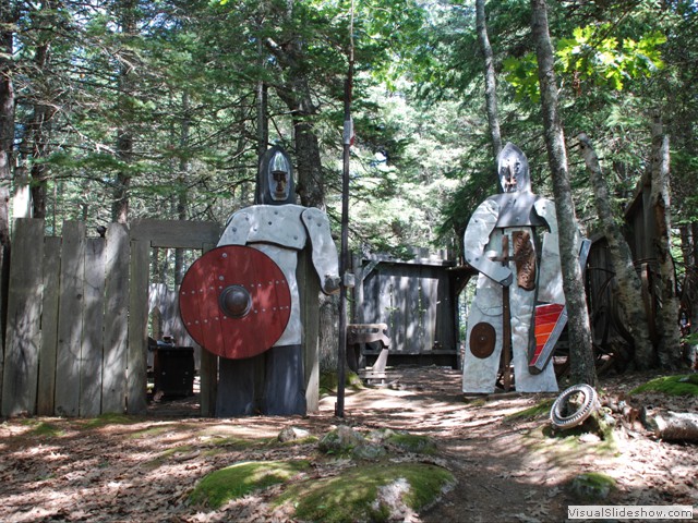 July 31: We also toured some of Peter's installation art.  Here is a mediaval fort in the woods.