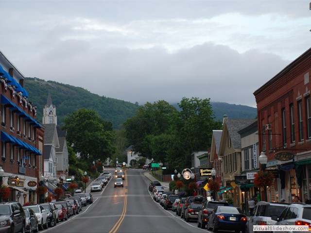 August 1: Main street Camden.  Fog is starting to roll in.  Dave and Sue left shortly thereafter for their drive home.
