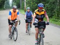 August 2: Nancy and Bob ride with Bob Gries of Cleveland, right.  At age 83, he was an inspiration for us all.  Solid rider; he took nearly all the longest options.
