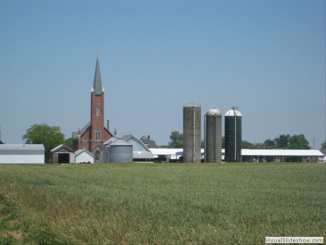 Wednesday: Silos and Steeples together!  St. John's church in Maria Stein.