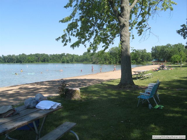 Wednesday:  After our ride, we went swimming in  Lake Loramie.  We saw an eagle there.