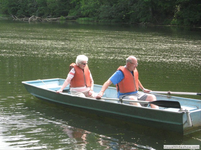Friday: Bob and Kay rowing on the lake.