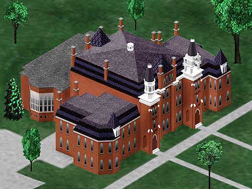 Closeup of Building in Otterbein College 3D Map