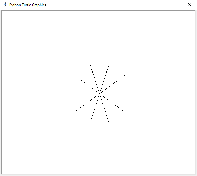 10-pointed star drawn with the Python turtle module
