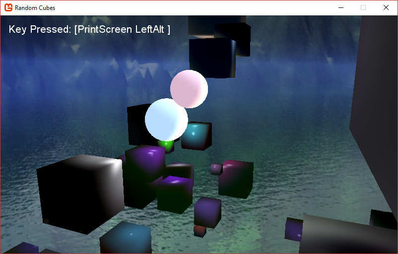 Sample execution of shader rendering of cubes